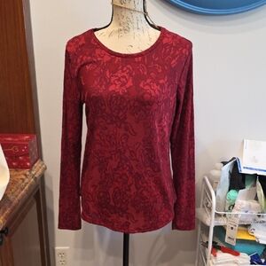 Elegant Red Floral Women's Top
